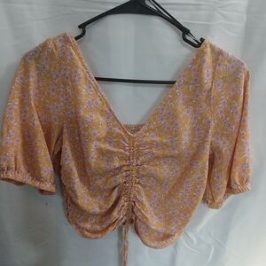 Floral Ruched Orange Top